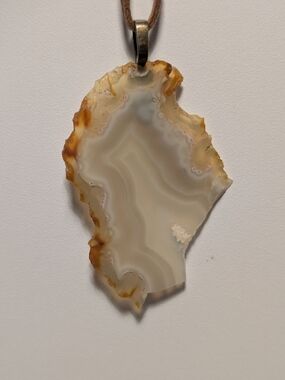 Iris Agate Slice Pendant Necklace